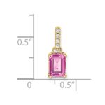 14k 7x5 Emerald-cut October/Lab Created Pink Sapphire and Diamond Pendant - Image 2