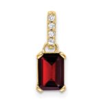 14k 7x5 Emerald-cut January/Garnet and Diamond Pendant