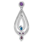 14k White Gold Turquoise/Amethyst/White Topaz Teardrop Pendant - Image 4