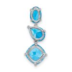 14k White Gold Oval/Pear/Cushion Blue Topaz and Sky Blue Chain Slide - Image 4