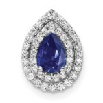 14k White Gold 1/2 carat Lab Grown Diamond VS/SI+ G+ and Lab Created Blue Sapphire Chain Slide Pendant