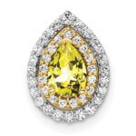 14k Two Tone 1/2 carat Lab Grown Diamond VS/SI+ G+ and Lab Created Yellow Sapphire Chain Slide Pendant