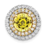 14k Two Tone 5/8 carat Lab Grown Diamond VS/SI+ G+ and Lab Created Yellow Sapphire Chain Slide Pendant
