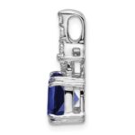 14k White Gold 1/5 carat Lab Grown Diamond VS/SI+ G+ and Lab Created Blue Sapphire Complete Pendant - Image 2