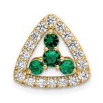 14k 1/2 carat Lab Grown Diamond VS/SI+ G+ and Lab Created Emerald Triangle Complete Chain Slide Pendant