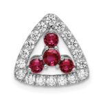 14k White Gold 1/2 carat Lab Grown Diamond VS/SI+ G+ and Lab Created Ruby Triangle Complete Chain Slide Pendant