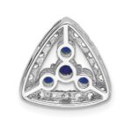 14k White Gold 1/2 carat Lab Grown Diamond VS/SI+ G+ and Lab Created Blue Sapphire Triangle Complete Chain Slide Pendant - Image 3