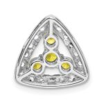 14k White Gold 1/2 carat Lab Grown Diamond VS/SI+ G+ and Lab Created Yellow Sapphire Triangle Complete Chain Slide Pendant - Image 3