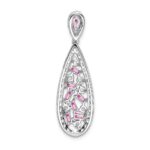 Pure Serenity 14k White Gold 7/8 carat Lab Grown Diamond VS/SI+ G+ and Lab Created Pink Sapphire Teardrop Dangle Pendant - Image 3