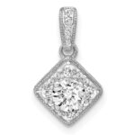 14k White Gold 1/2 carat Lab Grown Diamond VS/SI+ G+ Square Complete Vintage Pendant