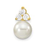 14K 1/5 carat Lab Grown Diamond VS/SI+ G+ and 7.00 mm Freshwater Cultured Pearl Chain Slide Pendant