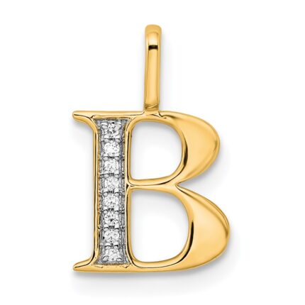 14k Diamond Letter B Initial Pendant