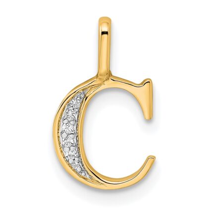 14k Diamond Letter C Initial Pendant