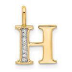 14k Diamond Letter H Initial Pendant
