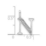 14K White Gold Diamond Letter N Initial Pendant - Image 3