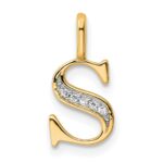 14k Diamond Letter S Initial Pendant