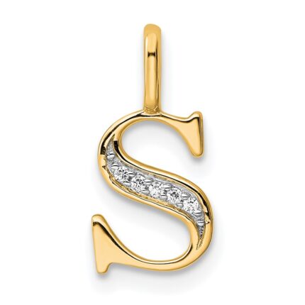 14k Diamond Letter S Initial Pendant