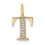 10K Diamond Letter T Initial Pendant