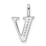 14K White Gold Diamond Letter V Initial Pendant - Image 4