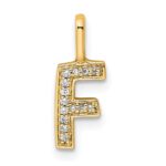 14K  Gold Diamond Letter F Initial Pendant