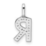 14K White Gold Diamond Letter R Initial Pendant - Image 3