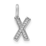 14K White Gold Diamond Letter X Initial Pendant