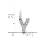 14K White Gold Diamond Letter Y Initial Pendant - Image 4