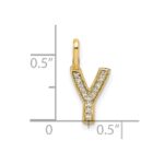 14K  Gold Diamond Letter Y Initial Pendant - Image 4