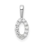 14k White Gold Diamond Number 0 Pendant