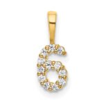 14K Diamond Number 6 Pendant