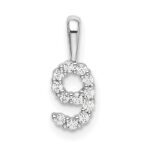 14k White Gold Diamond Number 9 Pendant