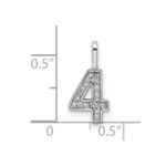 14k White Gold Diamond Number 4 Pendant - Image 3