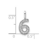 14k White Gold Diamond Number 6 Pendant - Image 3