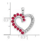 14k White Gold Ruby and Diamond Heart Pendant - Image 3