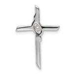 14k Two-tone White and Rose Gold Diamond Cross Chain Slide - Image 4