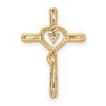 14k Polished Cross with Heart Diamond Chain Slide - Image 4