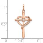 14k Rose Gold Diamond Cross with Heart Pendant - Image 3