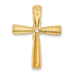 14k Polished 1/6 carat Diamond Cross Chain Slide - Image 3