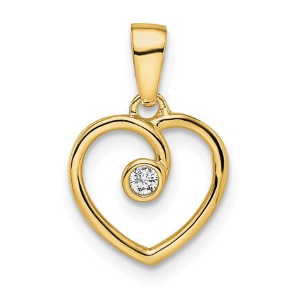 14k Polished .03 carat Diamond Heart Pendant