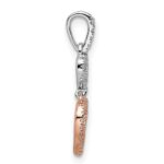 14k Two-tone White and Rose Hearts Dangle Diamond Pendant - Image 2