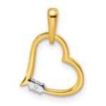 14k Two-tone Polished Diamond Heart Pendant - Image 4