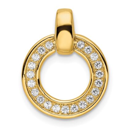 14k Polished 1/4 carat Diamond Circle Chain Slide