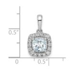 14k White Gold 1/4 carat Lab Grown Diamond VS/SI+ G+ March Birthstone Aquamarine Halo Pendant - Image 4