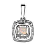 14k White Gold 1/4 carat Lab Grown Diamond VS/SI+ G+ October Birthstone Lab Created Opal Halo Pendant - Image 3