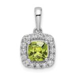14k White Gold 1/4 carat Lab Grown Diamond VS/SI+ G+ August Birthstone Peridot Halo Pendant