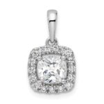 14k White Gold 1/4 carat Lab Grown Diamond VS/SI+ G+ April Birthstone White Sapphire Halo Pendant