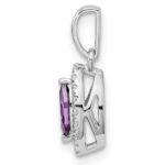 14k White Gold 1/10 carat Lab Grown Diamond VS/SI+ G+ and Amethyst February Birthstone Pendant - Image 2