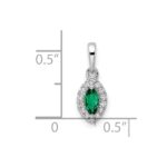 14k White Gold 1/10 carat Lab Grown Diamond VS/SI+ G+ and Lab Created Emerald May Birthstone Pendant - Image 4
