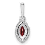 14k White Gold 1/10 carat Lab Grown Diamond VS/SI+ G+ and Garnet January Birthstone Pendant - Image 3