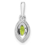 14k White Gold 1/10 carat Lab Grown Diamond VS/SI+ G+ and Peridot August Birthstone Pendant - Image 3